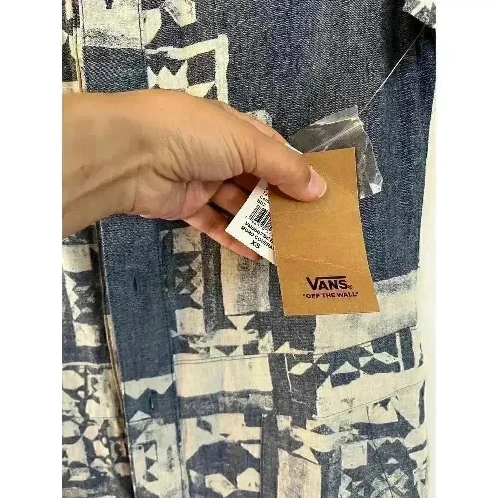 Vans Women's Morro Coveralls Jumpsuit Blue Patchwork Brand Size XS NWT - Picture 3 of 6